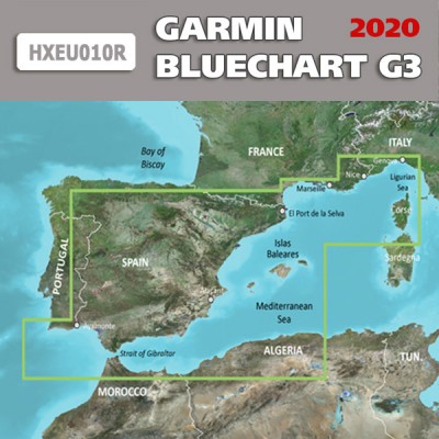 Средиземное море Гибралтар - Корсика Garmin BlueChart G3 2020.5 (22.00) карта глубин HXEU010R