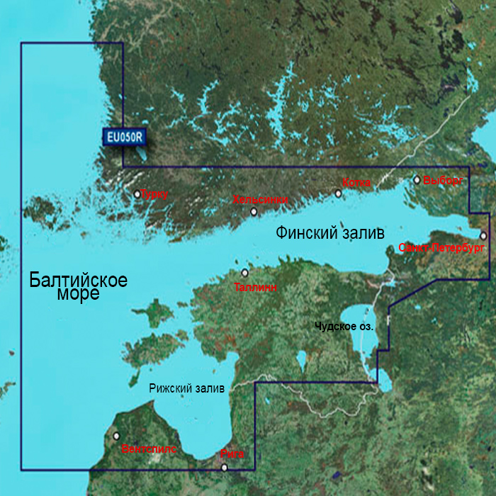 Garmin карта глубин Финский и Рижский залив, Балтийское море, Чудское,озера Ленинградской области