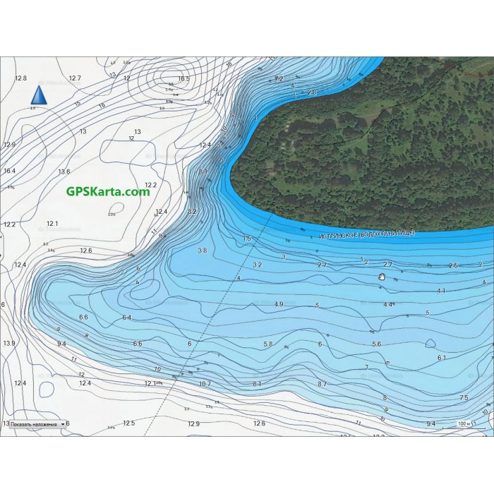Карта глубин Истринского водохранилища SonarHD.