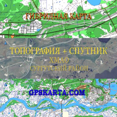 ХМАО Сургутский район гибридная карта генштаб для Garmin 