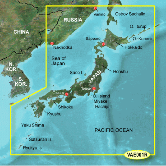 Карта глубин, морские карты для garmin VAE001R Япония, Приморский Край,Курильские Острова