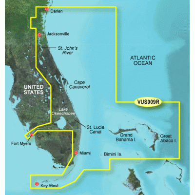 США, Атлантический океан, Флорида,  Ки-Уест - Джексонвилл, Багамские Острова VUS009R BlueChart G2 Vision
