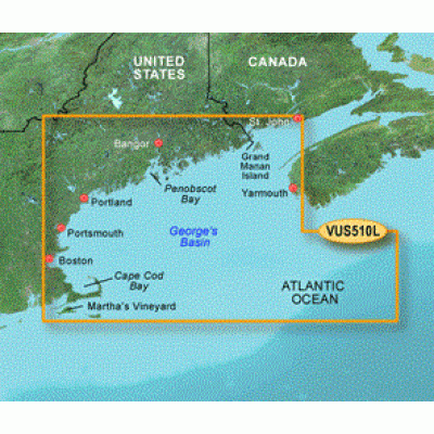 США восточное побережье, Атлантический океан, от Сент-Джонс до  Кейп Код VUS510L BlueChart G2 Vision