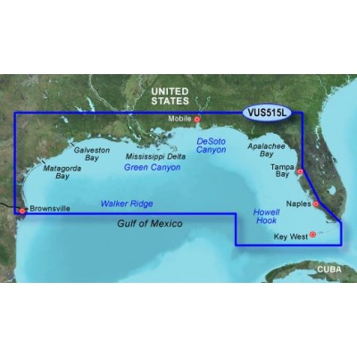 Мексиканский залив,  побережье от Браунсвилл до Ки-Ларго VUS515L BlueChart G2 Vision