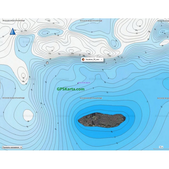 Карта глубин Яузского водохранилища SonarHD.