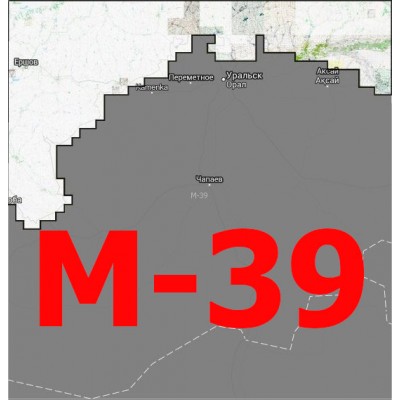 Квадрат М-39 Масштаб 1:25000 (250-метровки)