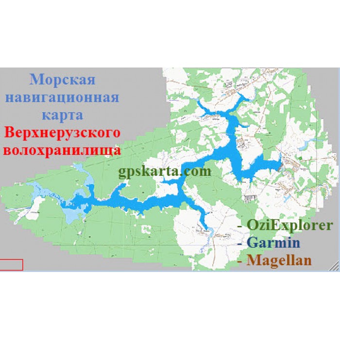 Морская карта глубин Верхнерузского водохранилища для OziExplorer GarminMagellan
