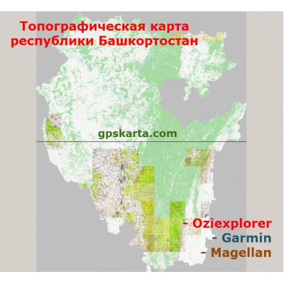 Республика Башкортостан топографическая карта для смартфонов, планшетов и навигаторов (OziExplorer)