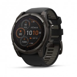 Garmin Fenix 8, 51 мм, Solar, Sapphire Carbon Gray DLC Titanium with Black/Pebble Gray Silicone (010-02907-11)