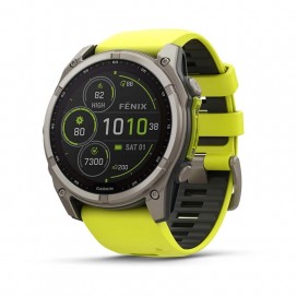 Garmin Fenix 8, 47 мм, Solar, Sapphire Titanium with Amp yellow/graphite silicone band (010-02906-21)