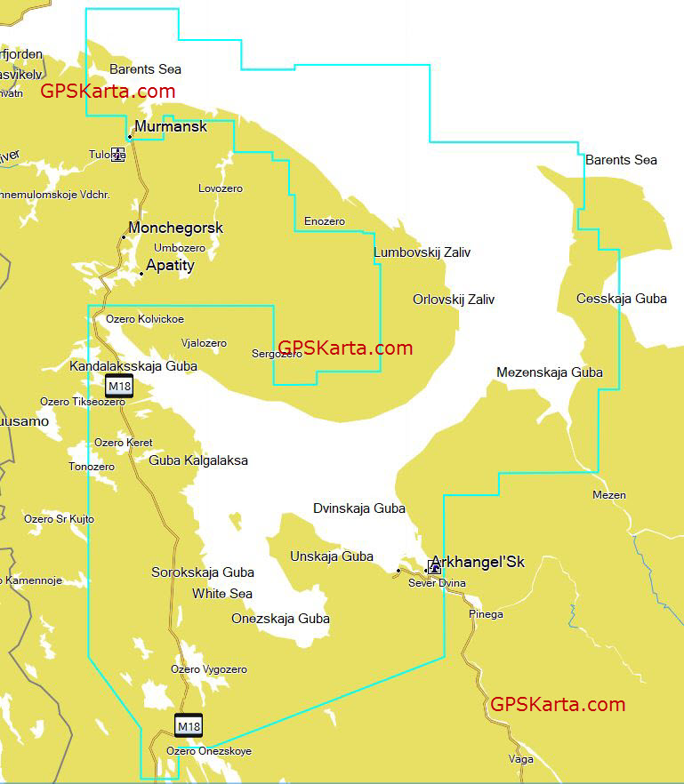 Карта глубин Белое море, Баренцево море для Garmin, 2021.5 (23.00)